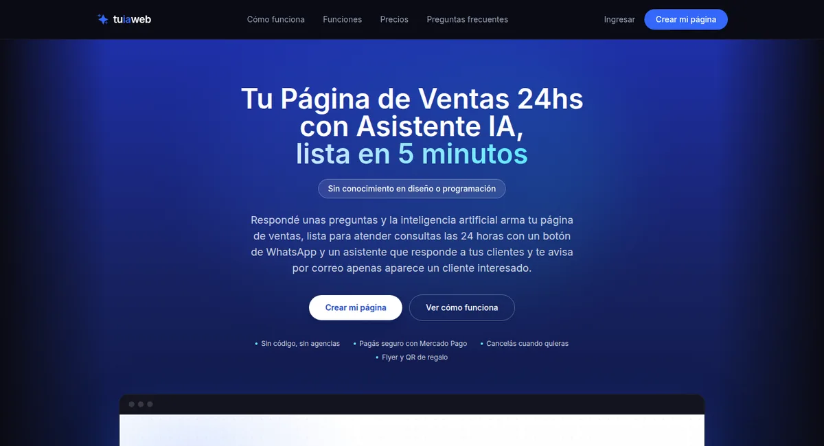 tuiaweb: páginas de venta con asistente de IA